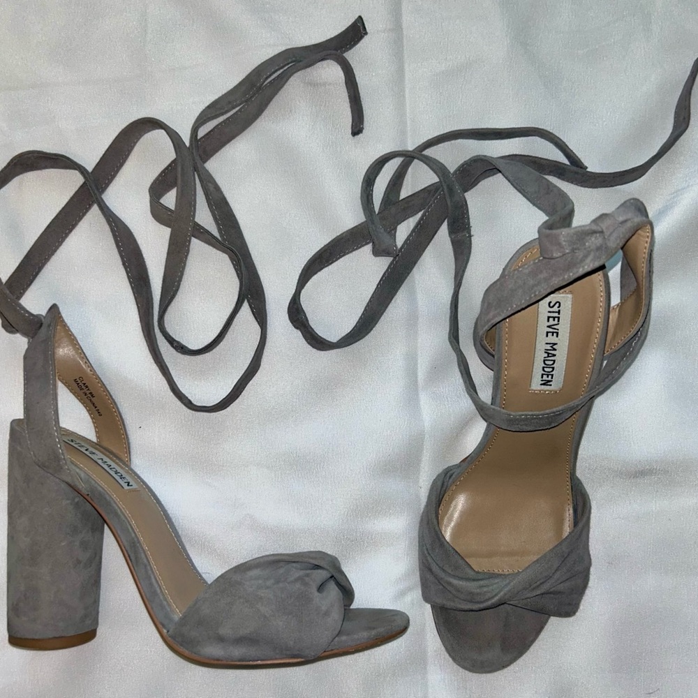 Gray Steve Madden Clary Suede Lace-up Heels
Great condition!